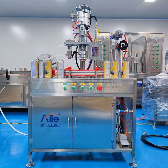 Semi Automatic Sunscreen Spray 3 in 1 Pneumatic Gas LPG Aerosol Filling Crimping Machine